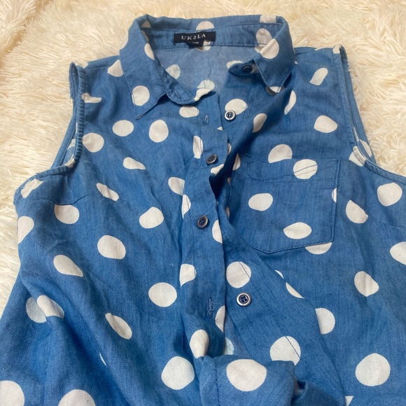 UK2LA Blue Polka Dot Tank Top - Picture 2 of 4